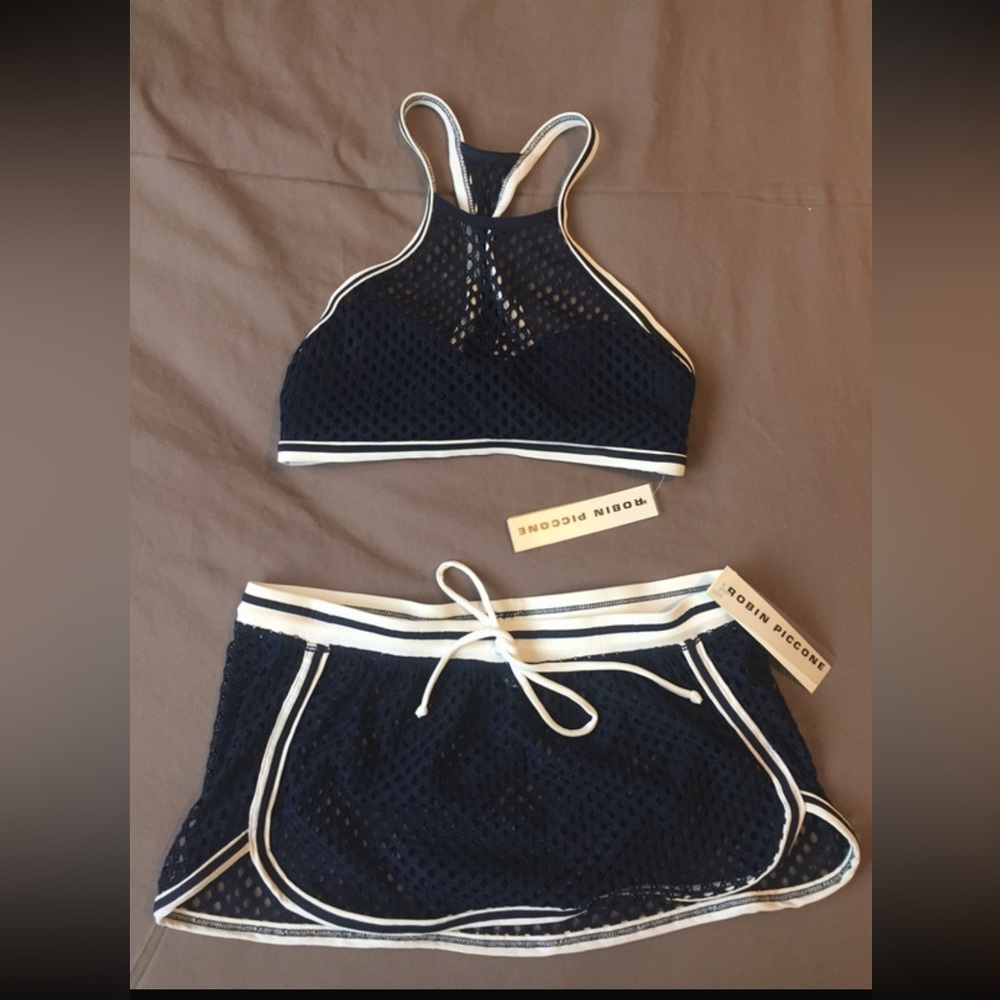 Robin Piccone Midnight Blue Mesh Bikini Set